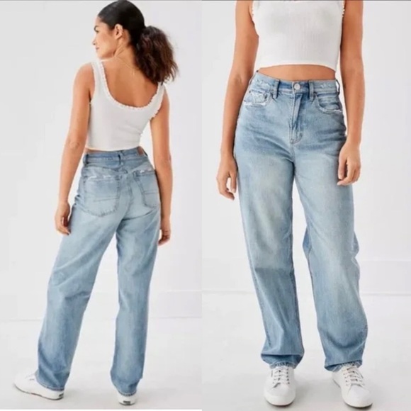 American Eagle Outfitters Denim - American Eagle Baggy Jean High Rise Relaxed Light Washed Rigid Denim Size 10 Reg